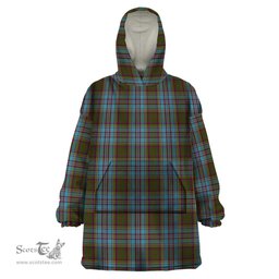 Scottish Anderson Clan Tartan Snuggie Hoodie Plaid Wearable Blanket Hoodie