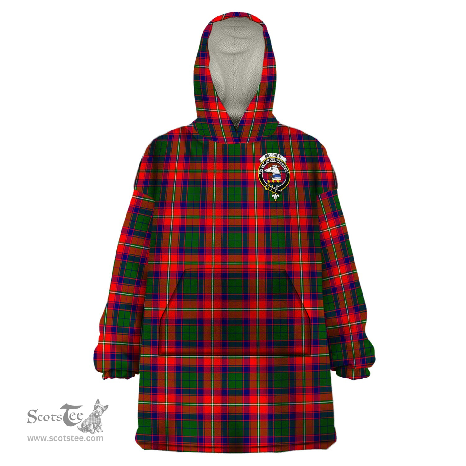 Scottish Belshes Clan Family Crest Tartan Snuggie Hoodie Plaid Wearable Blanket Hoodie