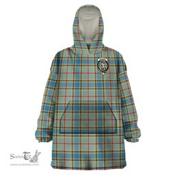 Scottish Balfour Blue Clan Family Crest Tartan Snuggie Hoodie Plaid Wearable Blanket Hoodie