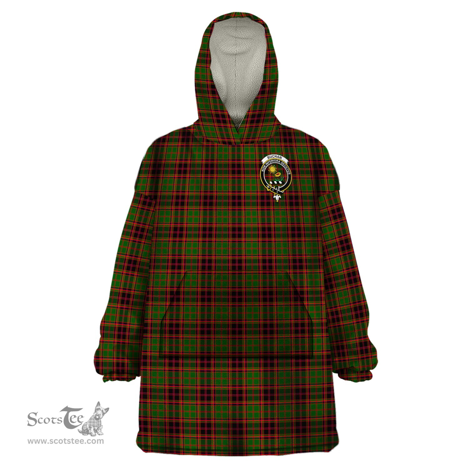 Scottish Buchan Modern Clan Family Crest Tartan Snuggie Hoodie Plaid Wearable Blanket Hoodie
