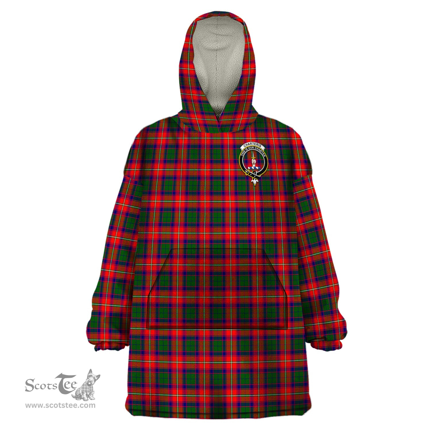 Scottish Charteris Clan Family Crest Tartan Snuggie Hoodie Plaid Wearable Blanket Hoodie