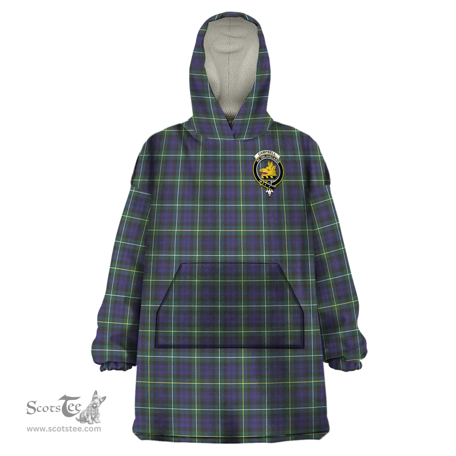 Scottish Campbell Argyll Modern Clan Family Crest Tartan Snuggie Hoodie Plaid Wearable Blanket Hoodie
