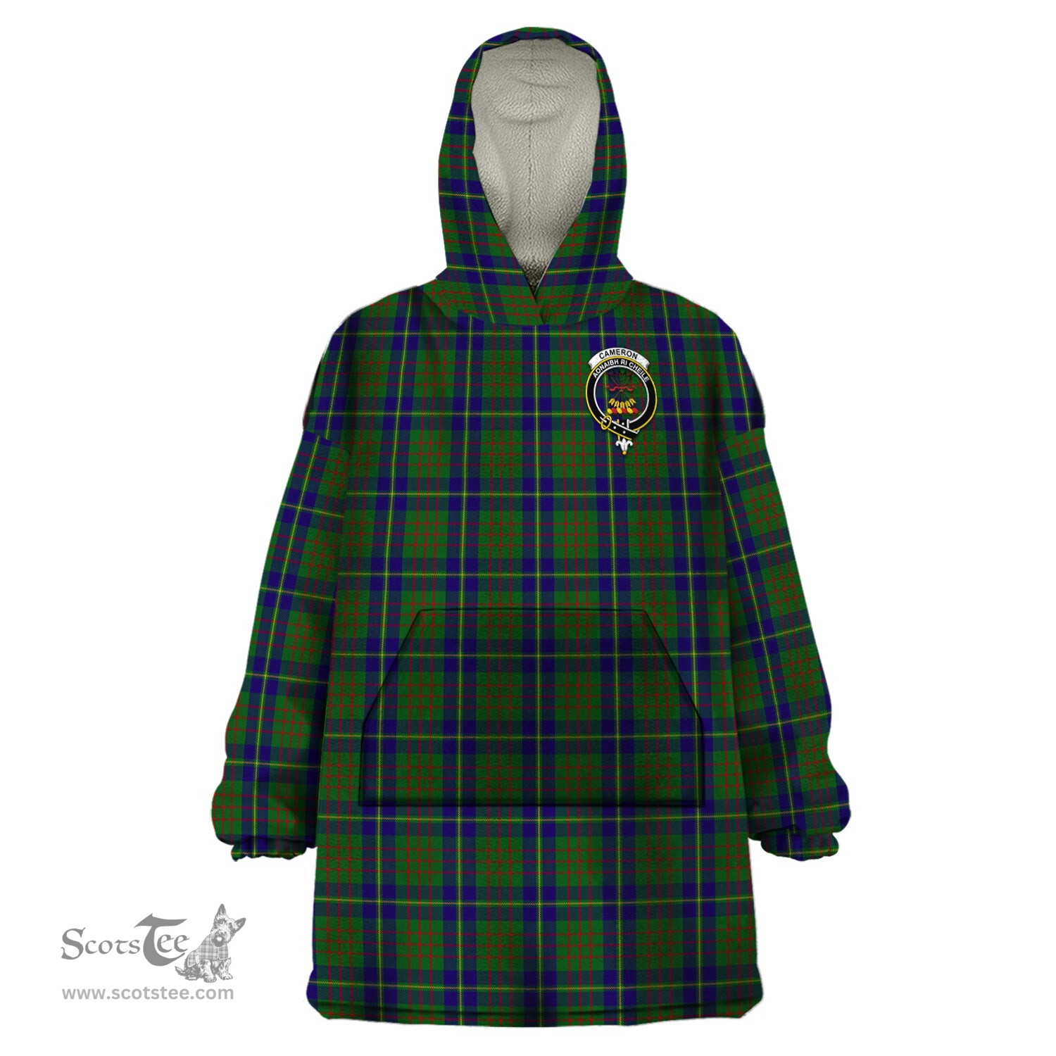 Scottish Cameron of Lochiel Hunting Clan Family Crest Tartan Snuggie Hoodie Plaid Wearable Blanket Hoodie