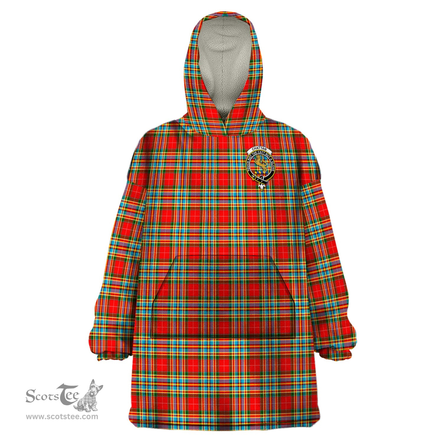 Scottish Chattan Clan Family Crest Tartan Snuggie Hoodie Plaid Wearable Blanket Hoodie