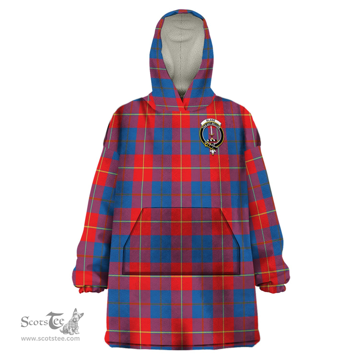 Scottish Blane Clan Family Crest Tartan Snuggie Hoodie Plaid Wearable Blanket Hoodie