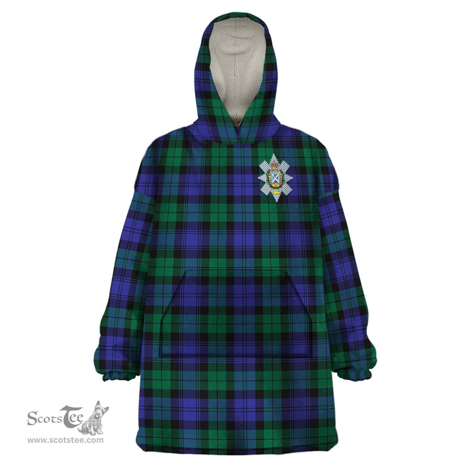 Scottish Black Watch Modern Clan Family Crest Tartan Snuggie Hoodie Plaid Wearable Blanket Hoodie