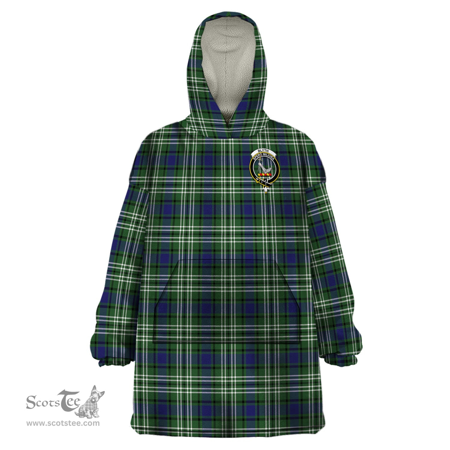 Scottish Blyth Clan Family Crest Tartan Snuggie Hoodie Plaid Wearable Blanket Hoodie