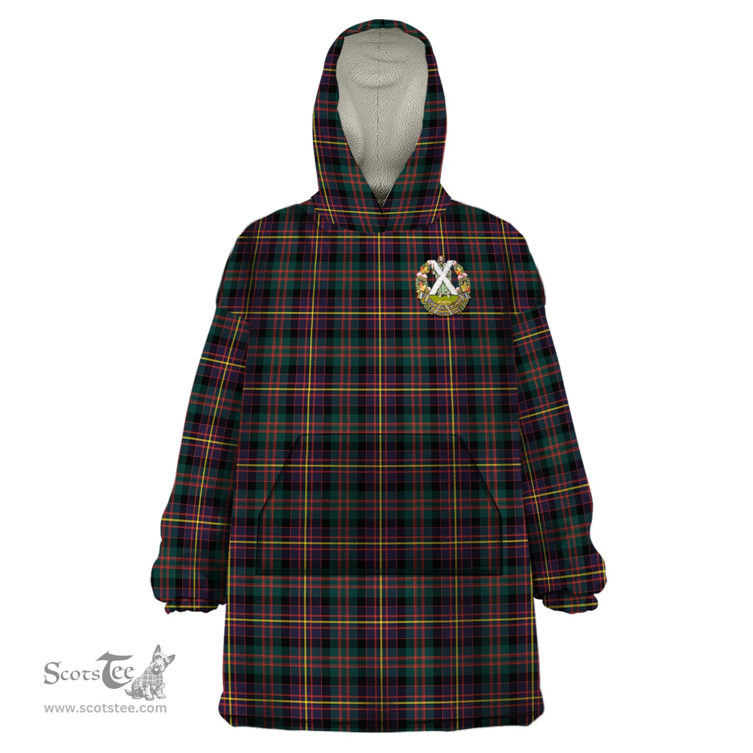 Scottish Cameron Highlanders of Ottawa Clan Family Crest Tartan Snuggie Hoodie Plaid Wearable Blanket Hoodie