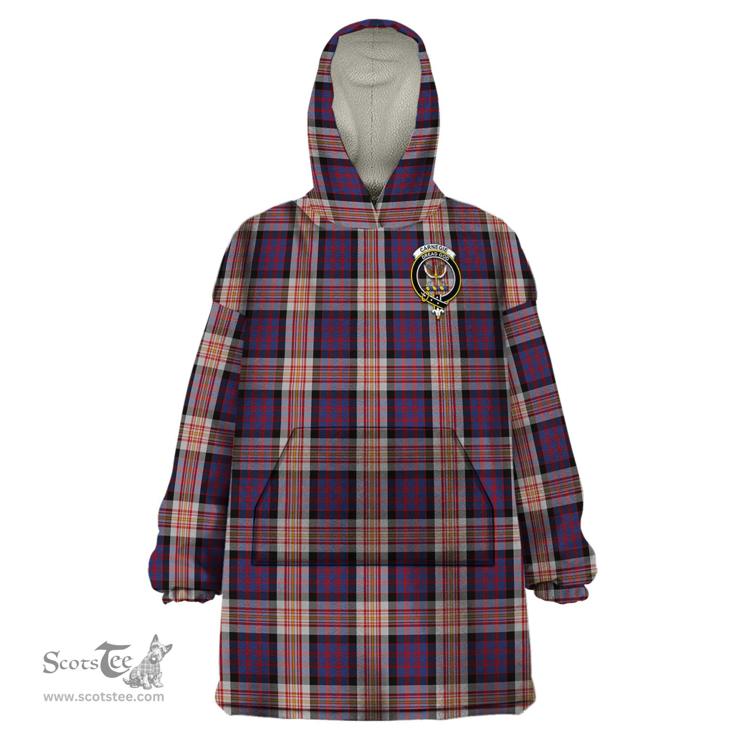 Scottish Carnegie Clan Family Crest Tartan Snuggie Hoodie Plaid Wearable Blanket Hoodie
