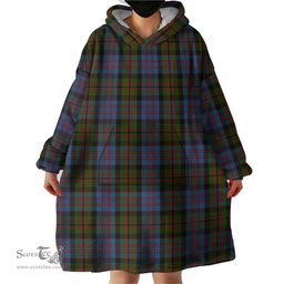 Scottish Bowie Black Clan Tartan Snuggie Hoodie Plaid Wearable Blanket Hoodie
