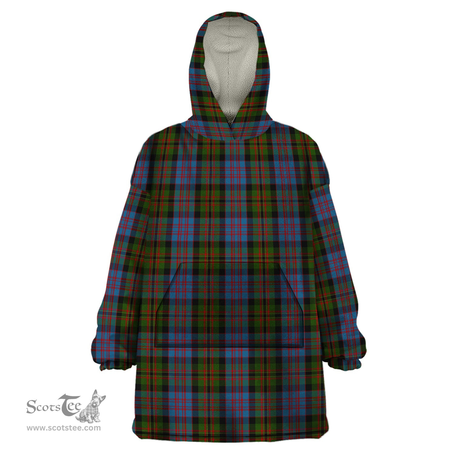 Scottish Bowie Black Clan Tartan Snuggie Hoodie Plaid Wearable Blanket Hoodie