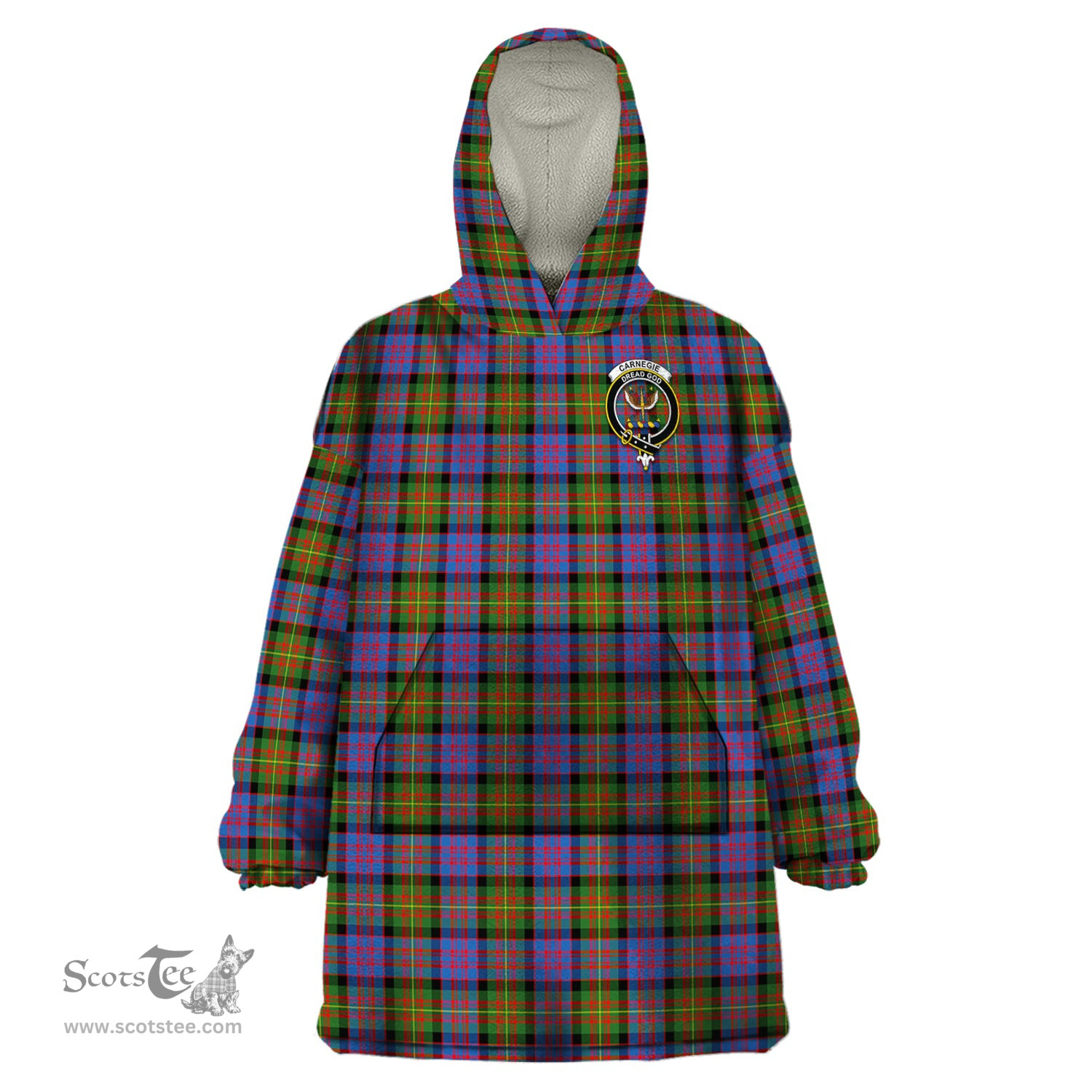 Scottish Carnegie Ancient Clan Family Crest Tartan Snuggie Hoodie Plaid Wearable Blanket Hoodie