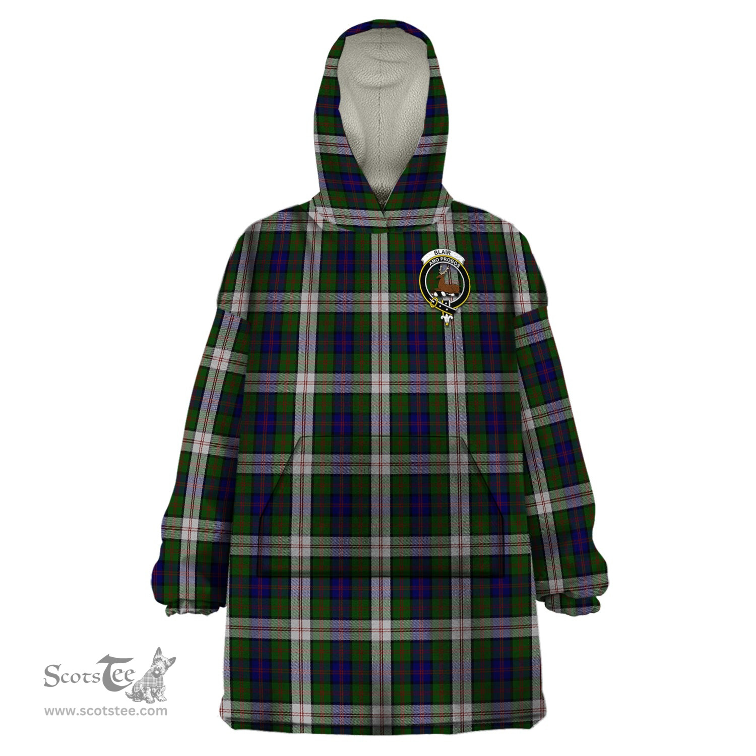 Scottish Blair Dress Clan Family Crest Tartan Snuggie Hoodie Plaid Wearable Blanket Hoodie