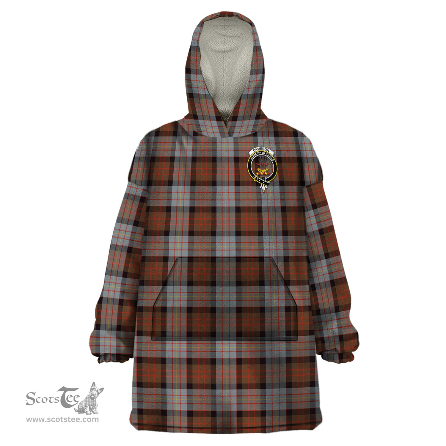 Scottish Cameron of Erracht Weathered Clan Family Crest Tartan Snuggie Hoodie Plaid Wearable Blanket Hoodie