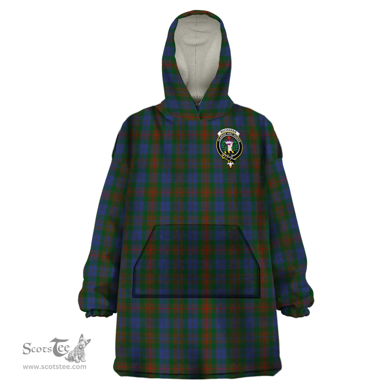 Scottish Buchanan Hunting Clan Family Crest Tartan Snuggie Hoodie Plaid Wearable Blanket Hoodie