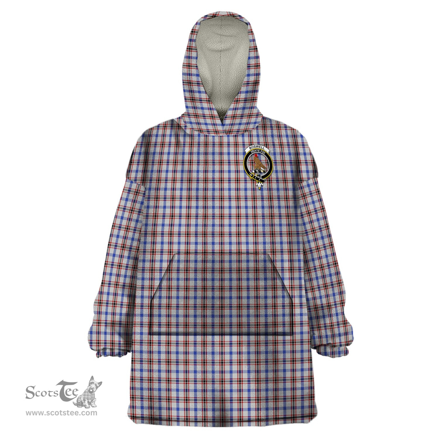 Scottish Boswell Clan Family Crest Tartan Snuggie Hoodie Plaid Wearable Blanket Hoodie