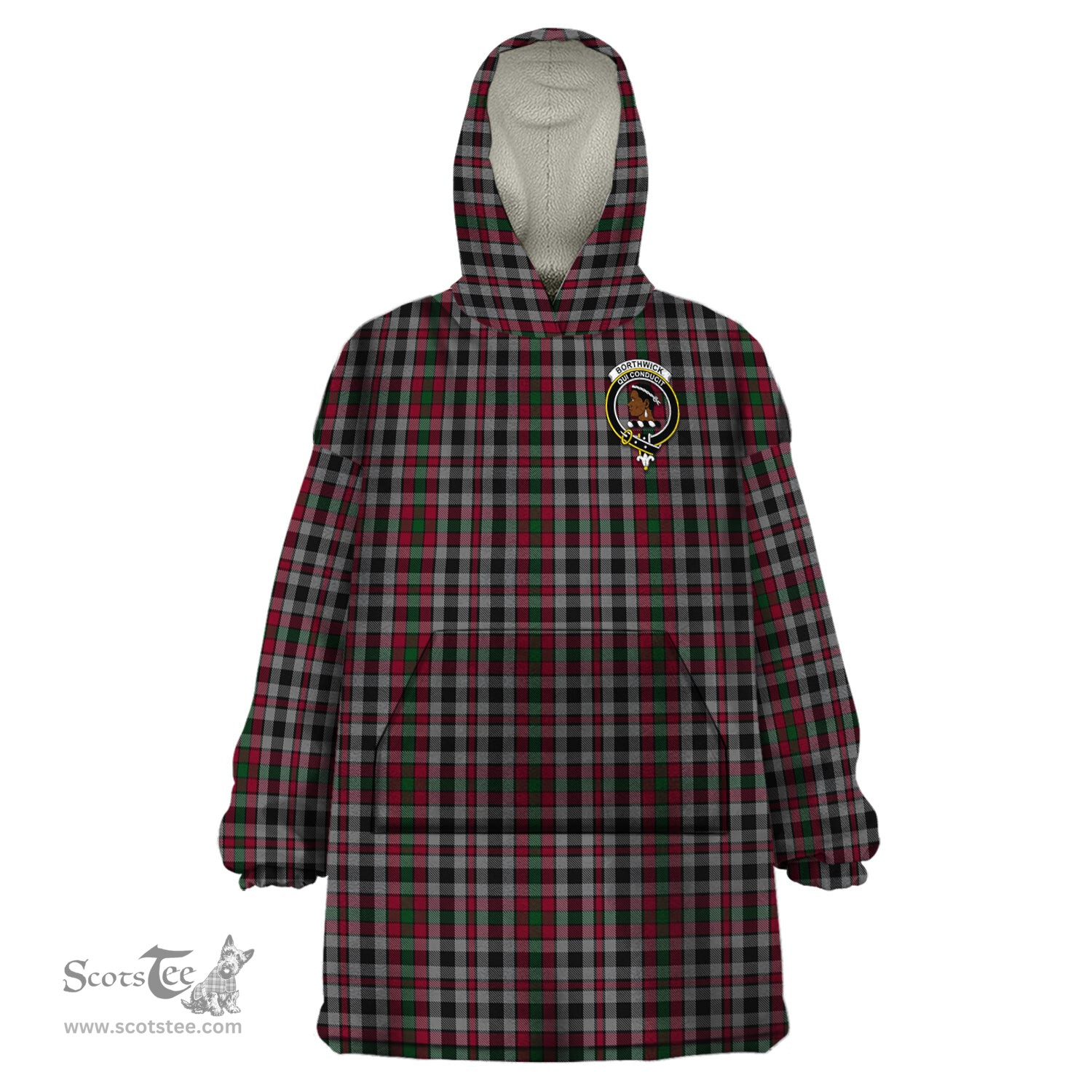 Scottish Borthwick Clan Family Crest Tartan Snuggie Hoodie Plaid Wearable Blanket Hoodie