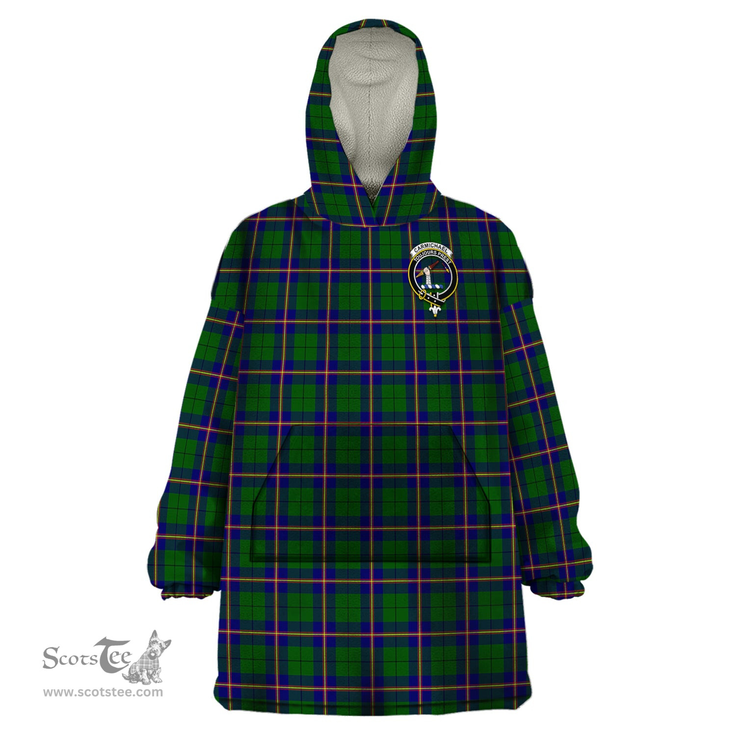 Scottish Carmichael Modern Clan Family Crest Tartan Snuggie Hoodie Plaid Wearable Blanket Hoodie
