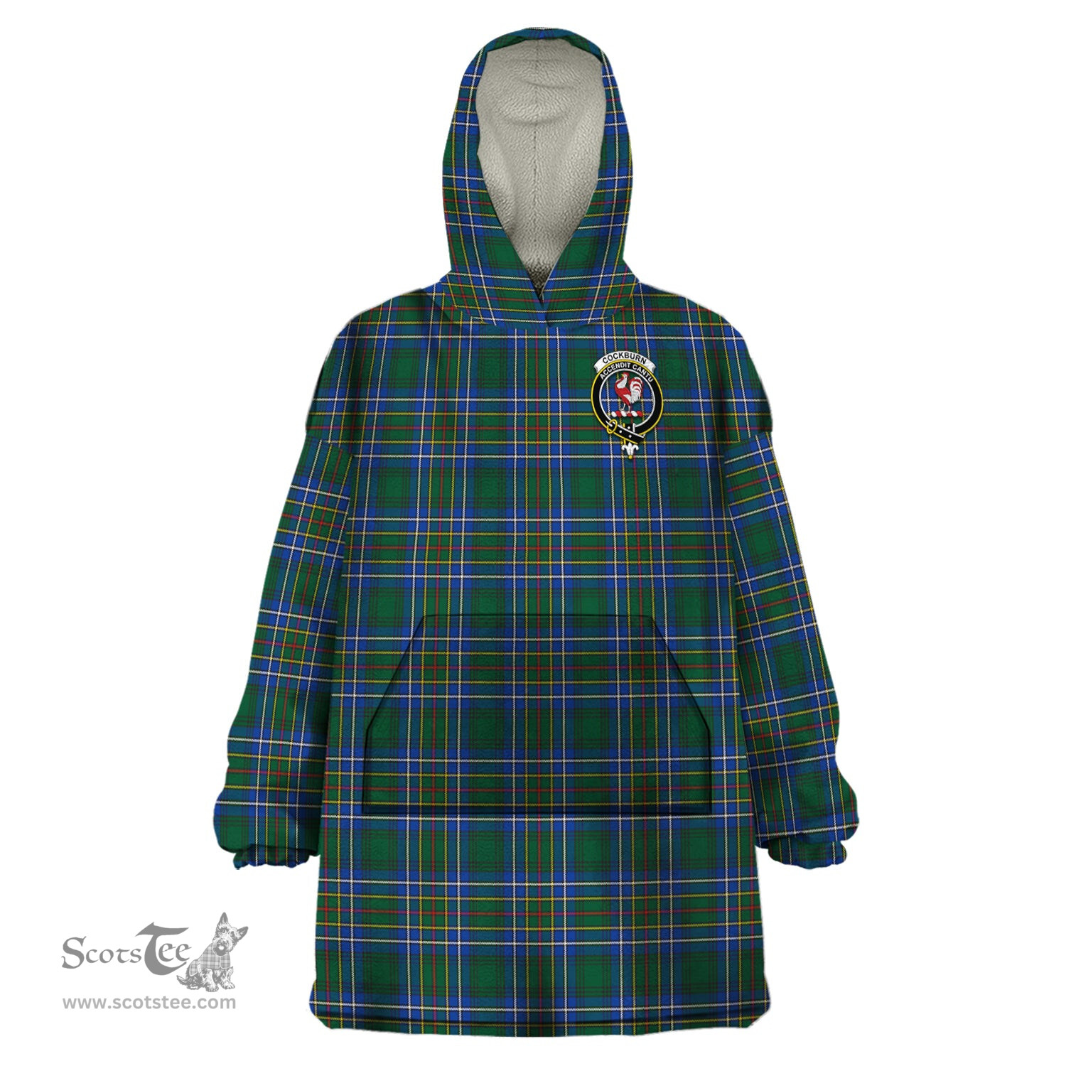 Scottish Cockburn Ancient Clan Family Crest Tartan Snuggie Hoodie Plaid Wearable Blanket Hoodie