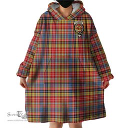 Scottish Drummond of Strathallan Modern Clan Family Crest Tartan Snuggie Hoodie Plaid Wearable Blanket Hoodie
