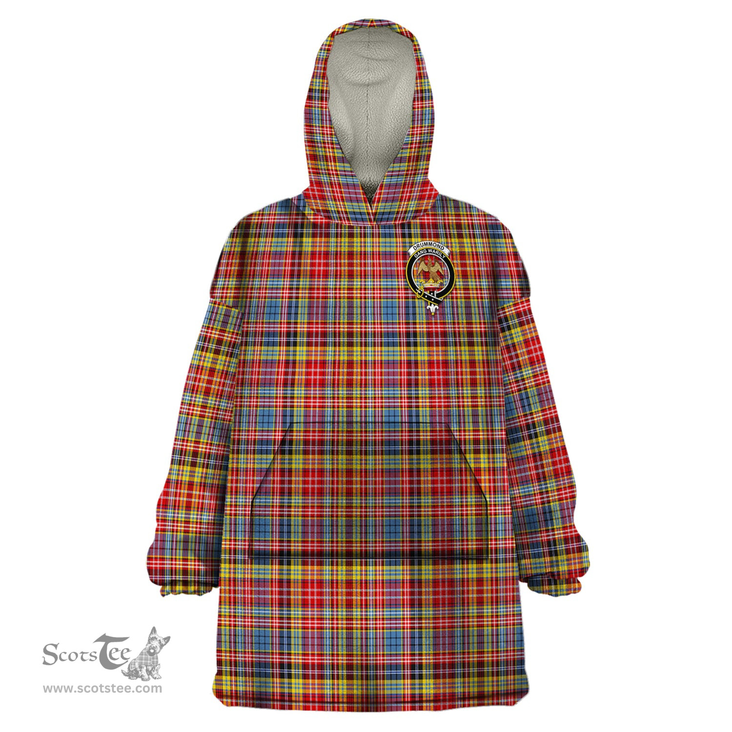Scottish Drummond of Strathallan Modern Clan Family Crest Tartan Snuggie Hoodie Plaid Wearable Blanket Hoodie