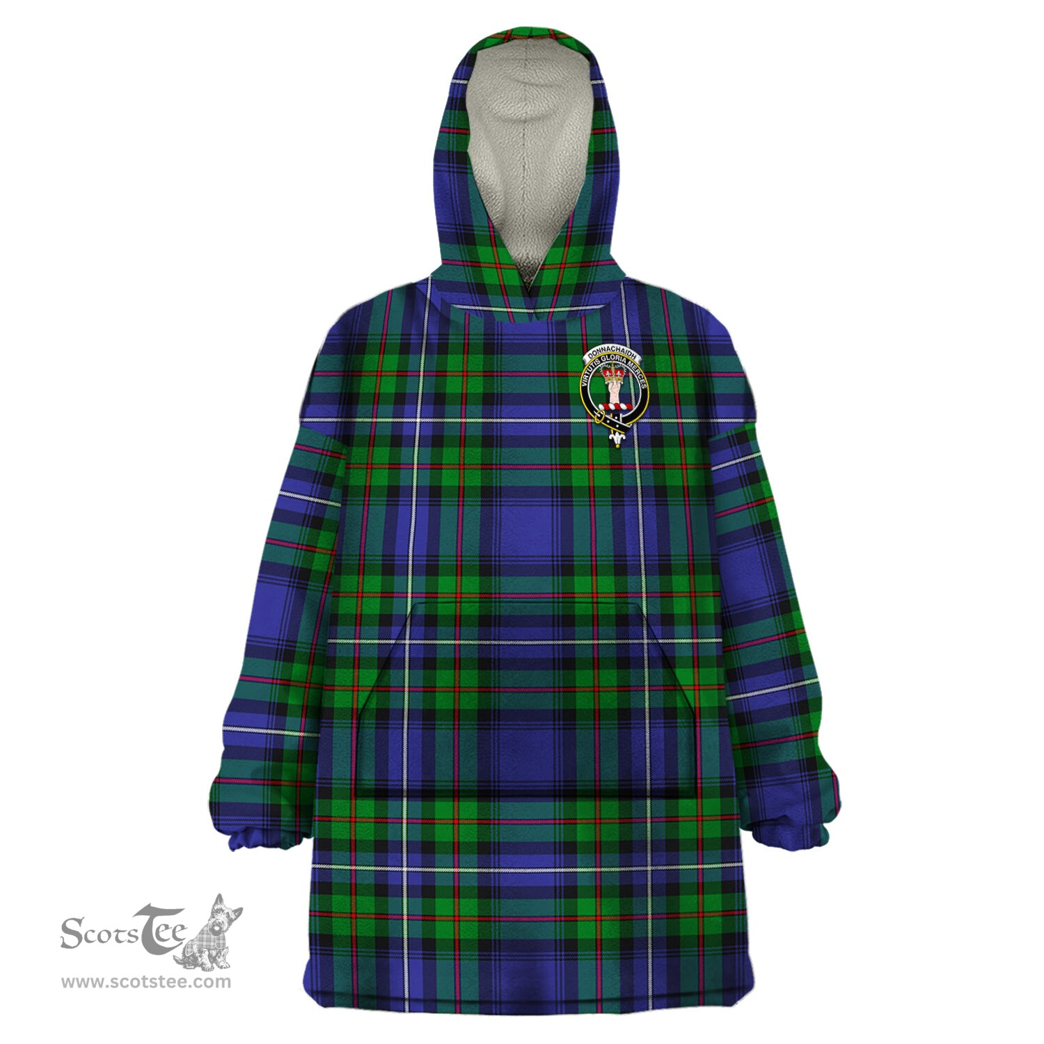 Scottish Donnachaidh Clan Family Crest Tartan Snuggie Hoodie Plaid Wearable Blanket Hoodie