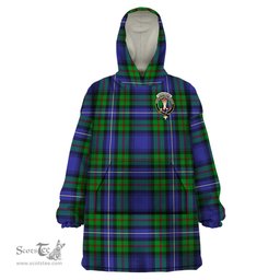 Scottish Donnachaidh Clan Family Crest Tartan Snuggie Hoodie Plaid Wearable Blanket Hoodie