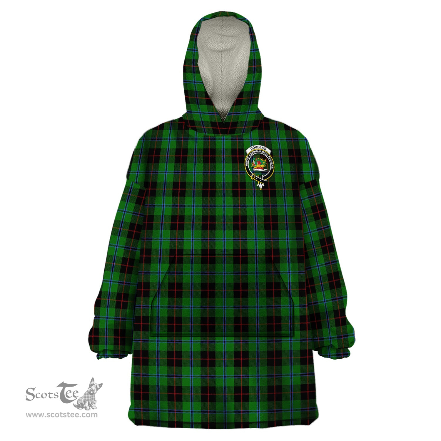 Scottish Douglas Black Clan Family Crest Tartan Snuggie Hoodie Plaid Wearable Blanket Hoodie