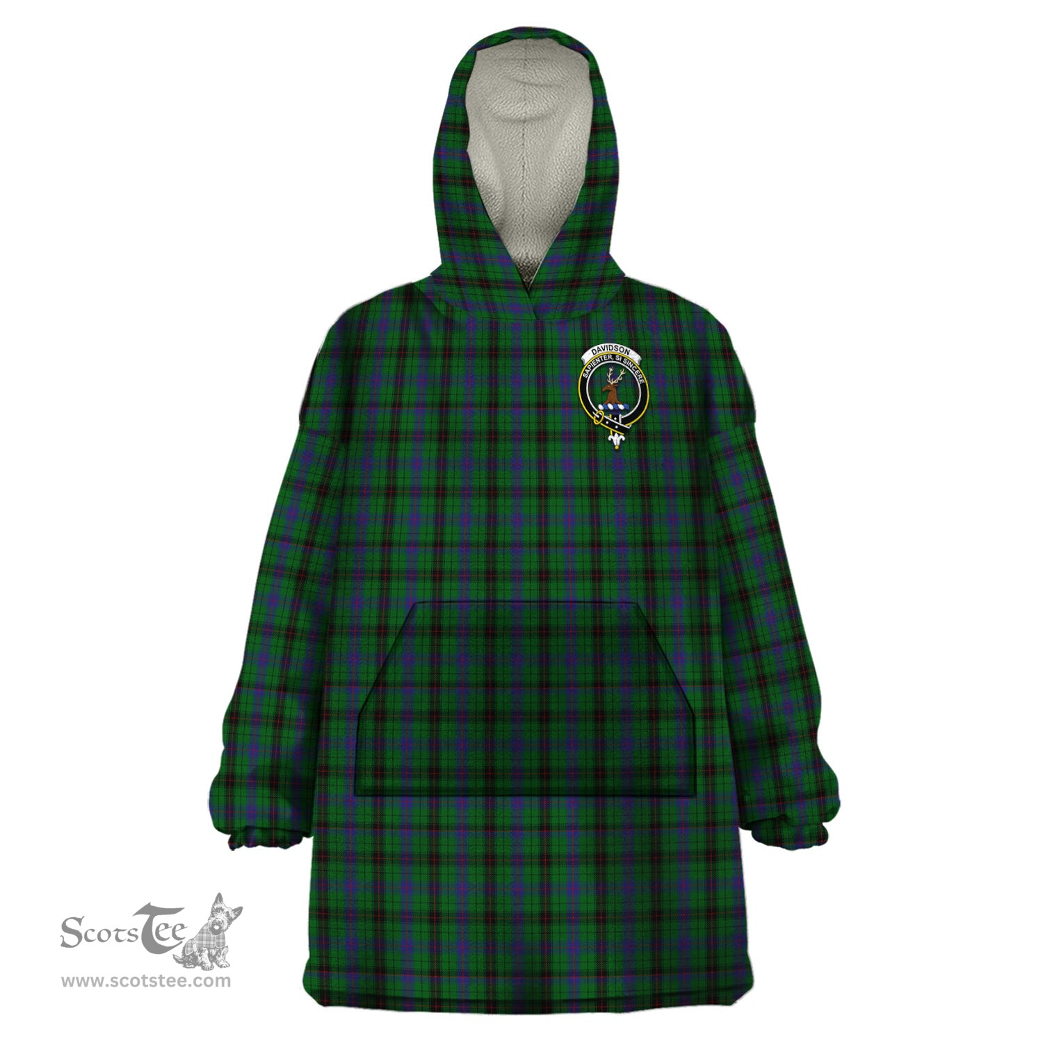 Scottish Davidson Clan Family Crest Tartan Snuggie Hoodie Plaid Wearable Blanket Hoodie