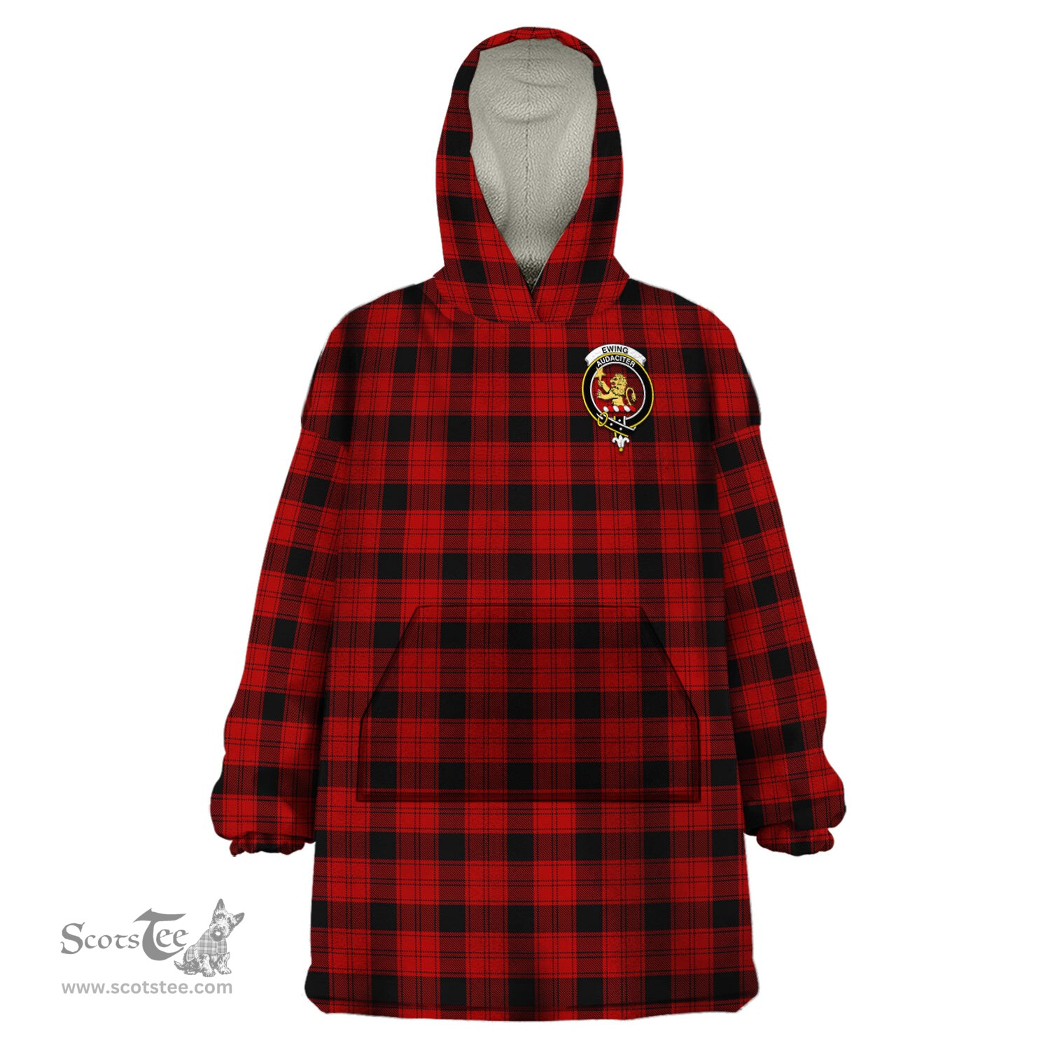 Scottish Ewing Clan Family Crest Tartan Snuggie Hoodie Plaid Wearable Blanket Hoodie