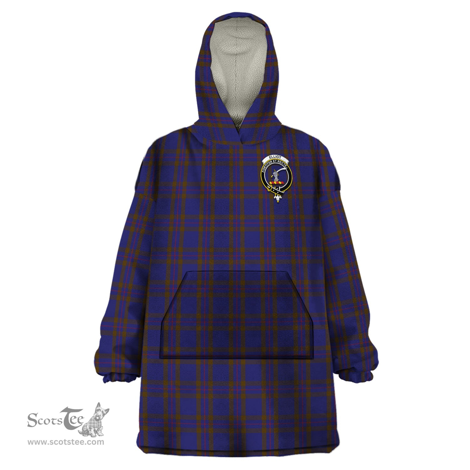 Scottish Elliot Clan Family Crest Tartan Snuggie Hoodie Plaid Wearable Blanket Hoodie