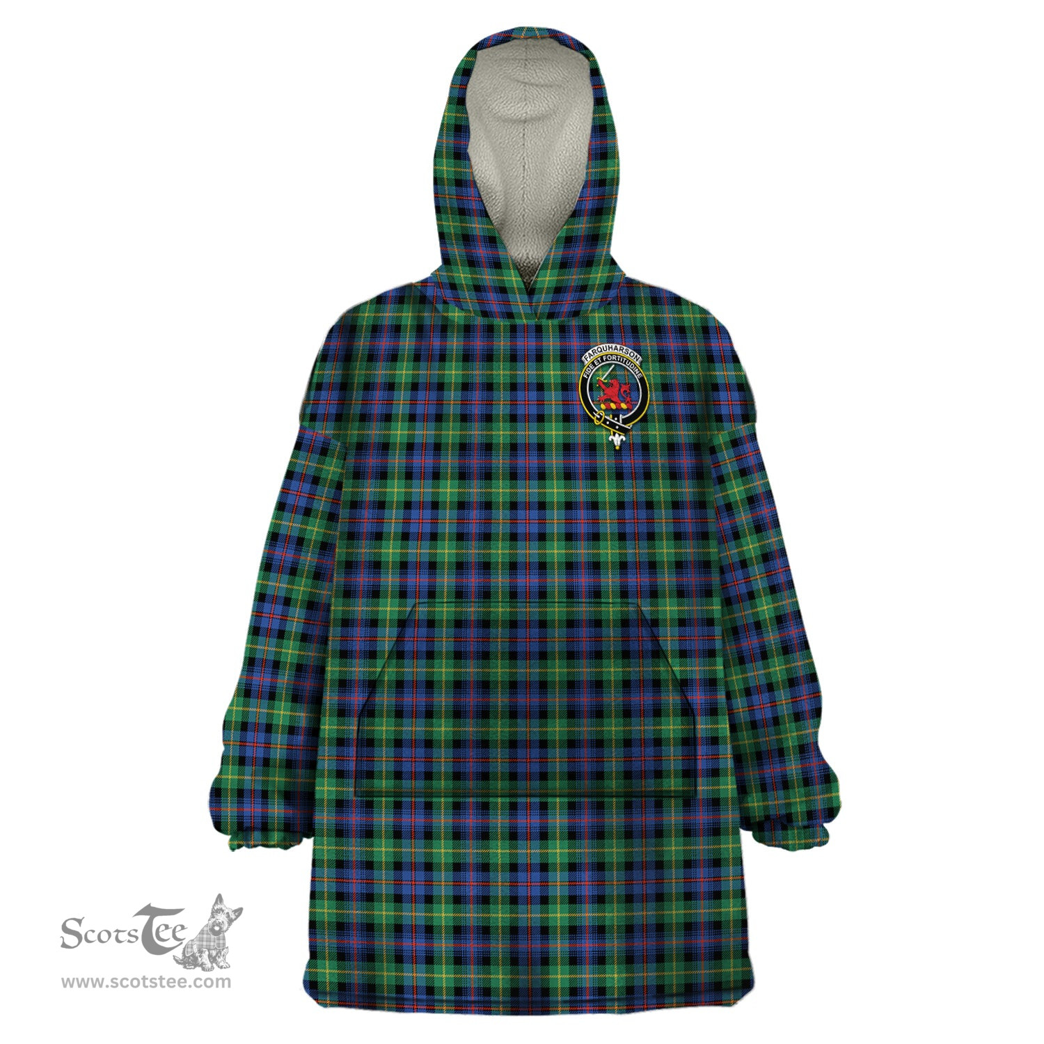 Scottish Farquharson Ancient Clan Family Crest Tartan Snuggie Hoodie Plaid Wearable Blanket Hoodie