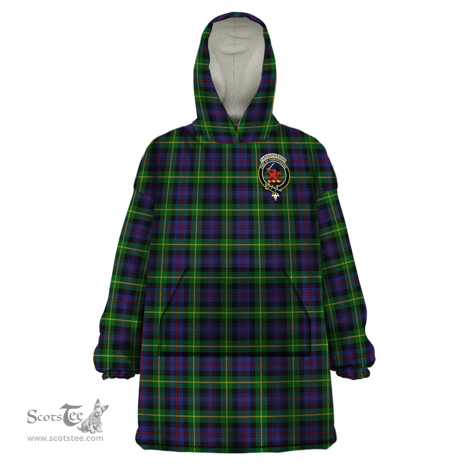 Scottish Farquharson Clan Family Crest Tartan Snuggie Hoodie Plaid Wearable Blanket Hoodie