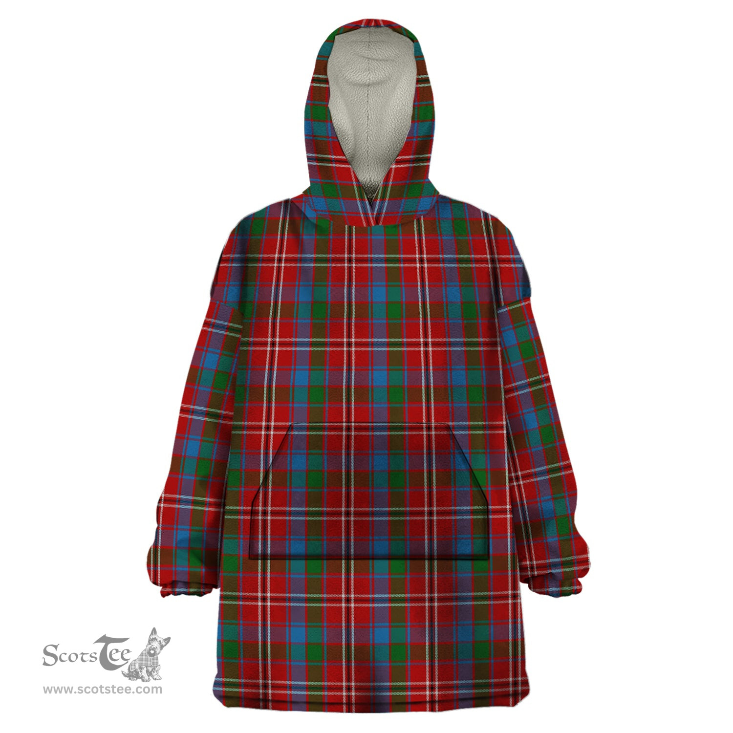 Scottish Fitzgerald Red Clan Tartan Snuggie Hoodie Plaid Wearable Blanket Hoodie