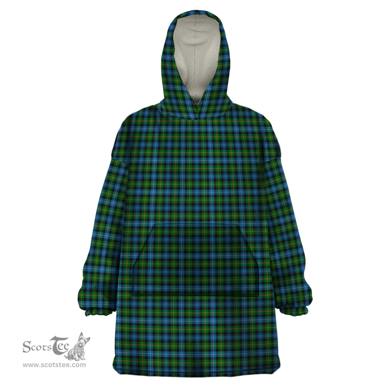 Scottish Dyce Clan Tartan Snuggie Hoodie Plaid Wearable Blanket Hoodie