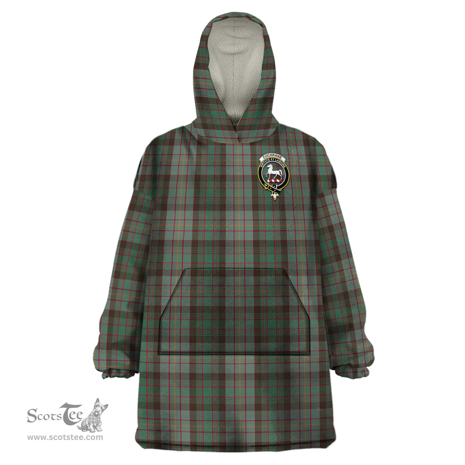 Scottish Cochrane Hunting Clan Family Crest Tartan Snuggie Hoodie Plaid Wearable Blanket Hoodie