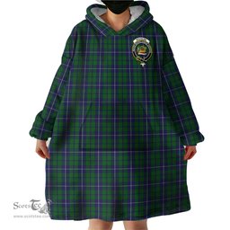 Scottish Douglas Green Clan Family Crest Tartan Snuggie Hoodie Plaid Wearable Blanket Hoodie