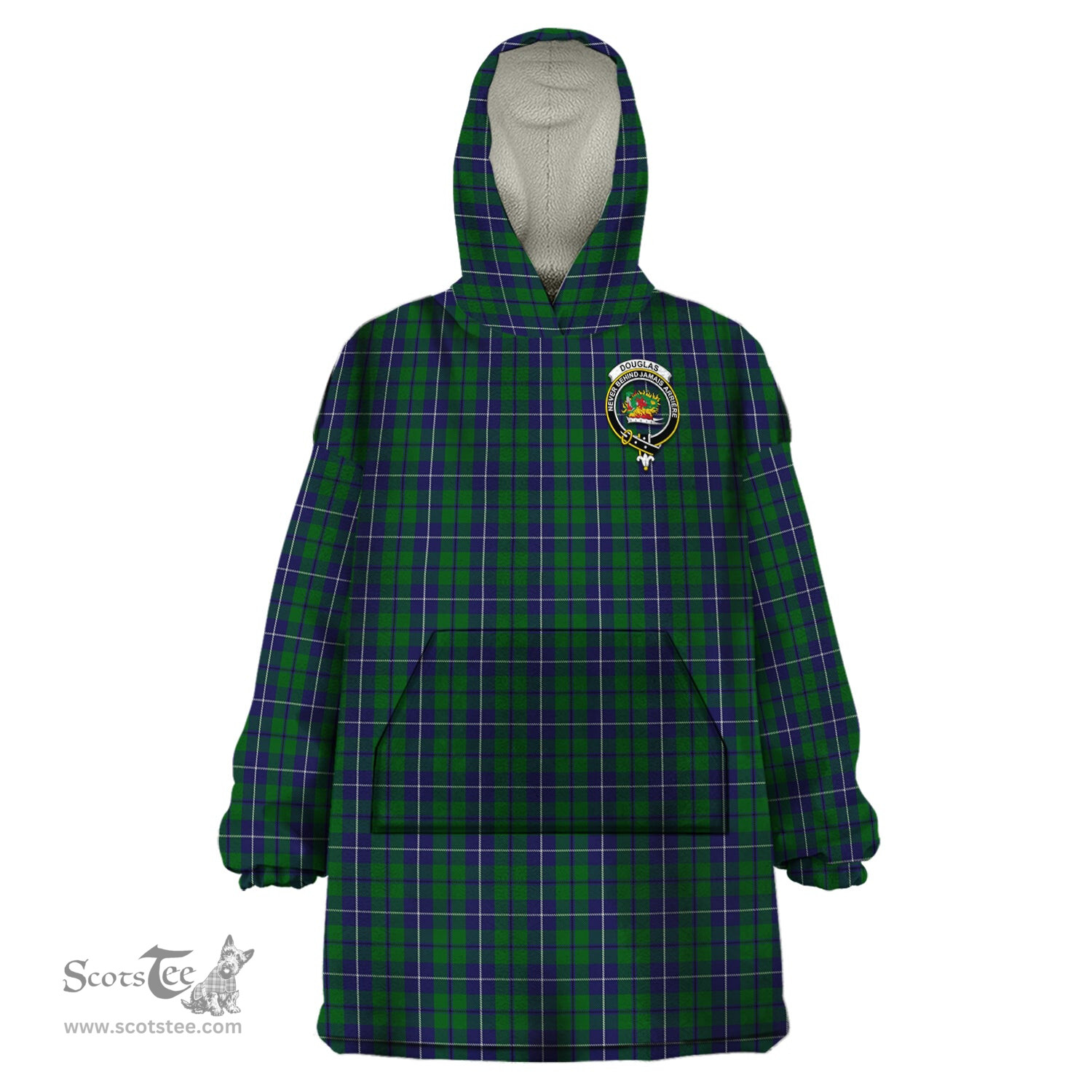 Scottish Douglas Green Clan Family Crest Tartan Snuggie Hoodie Plaid Wearable Blanket Hoodie