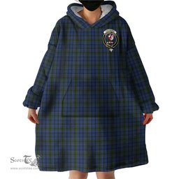 Scottish Cockburn Blue Clan Family Crest Tartan Snuggie Hoodie Plaid Wearable Blanket Hoodie