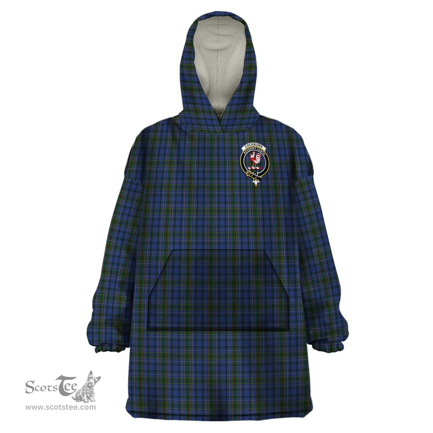 Scottish Cockburn Blue Clan Family Crest Tartan Snuggie Hoodie Plaid Wearable Blanket Hoodie