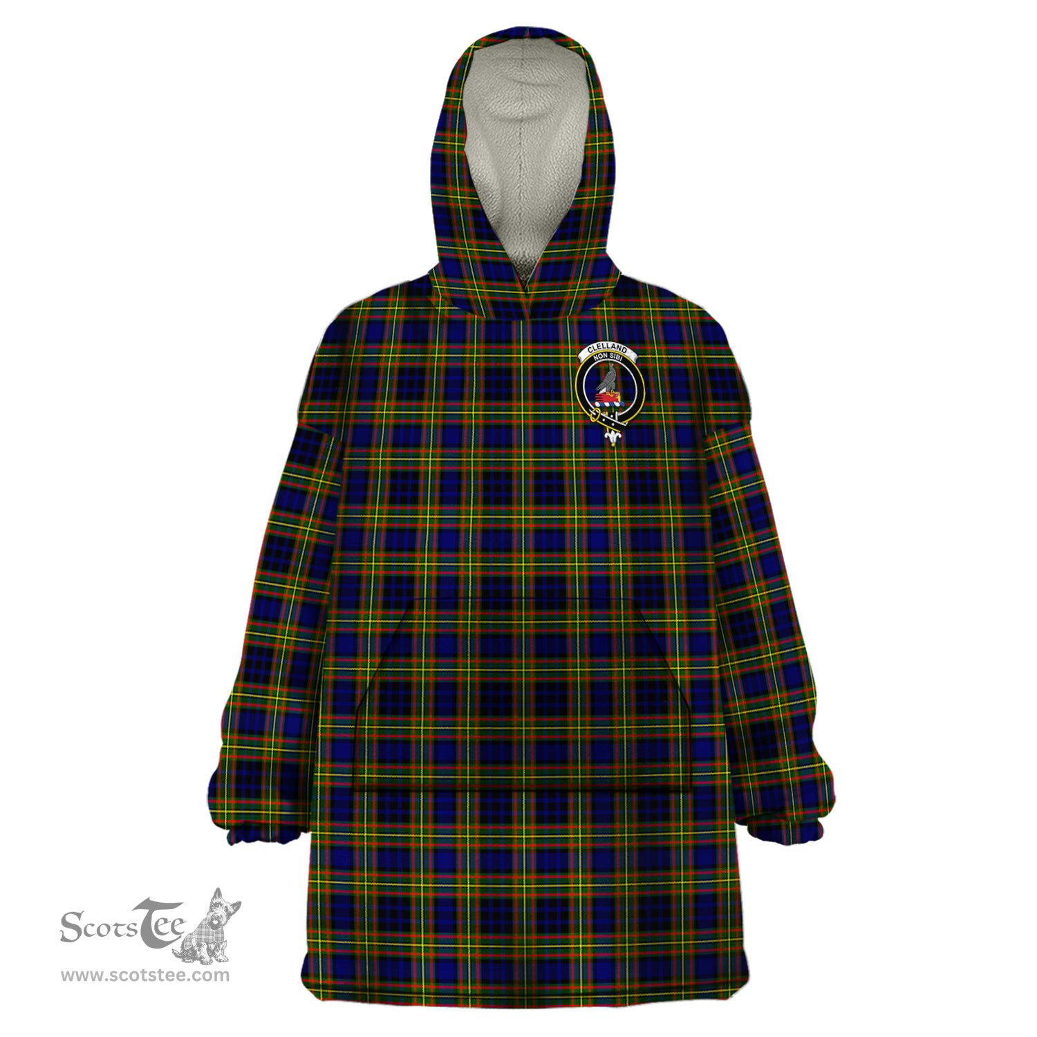 Scottish Clelland Modern Clan Family Crest Tartan Snuggie Hoodie Plaid Wearable Blanket Hoodie