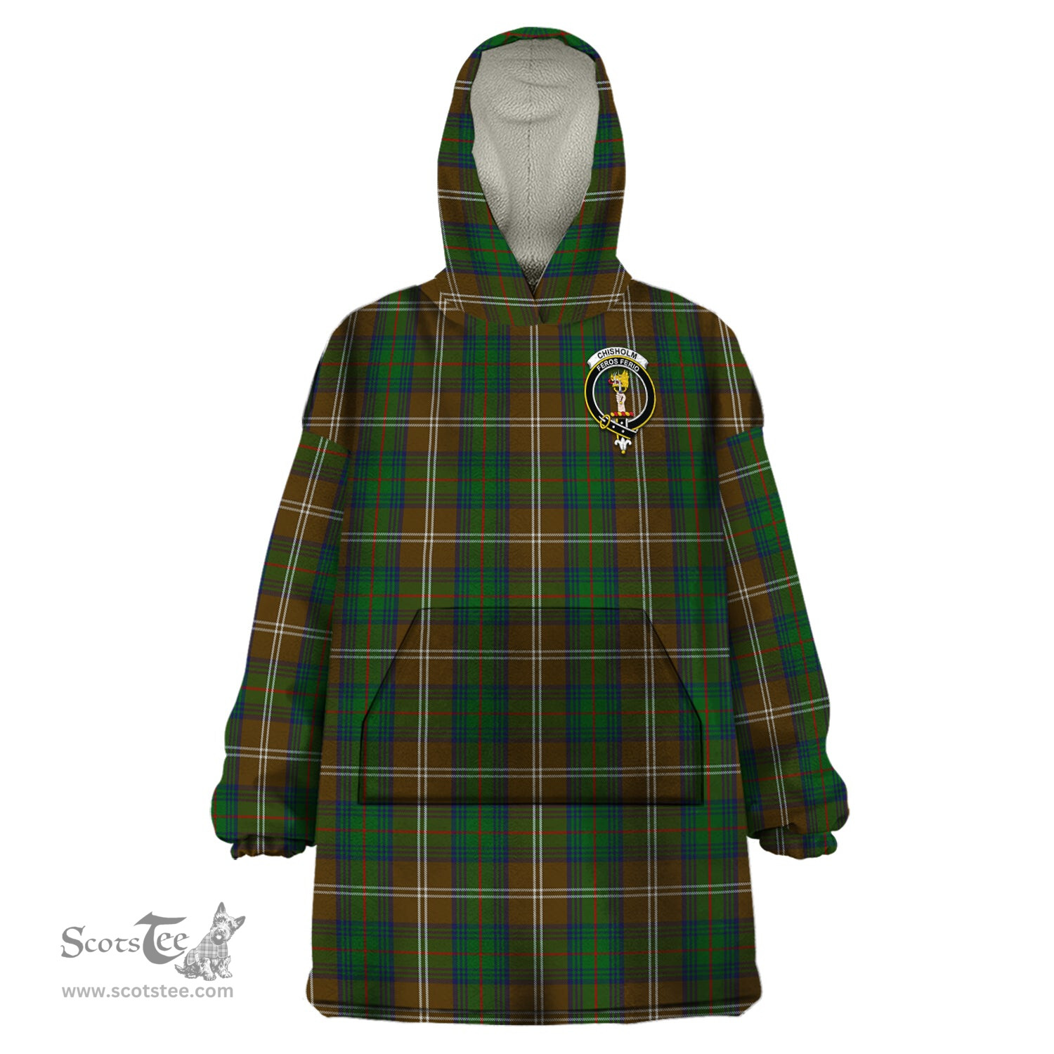 Scottish Chisholm Hunting Clan Family Crest Tartan Snuggie Hoodie Plaid Wearable Blanket Hoodie