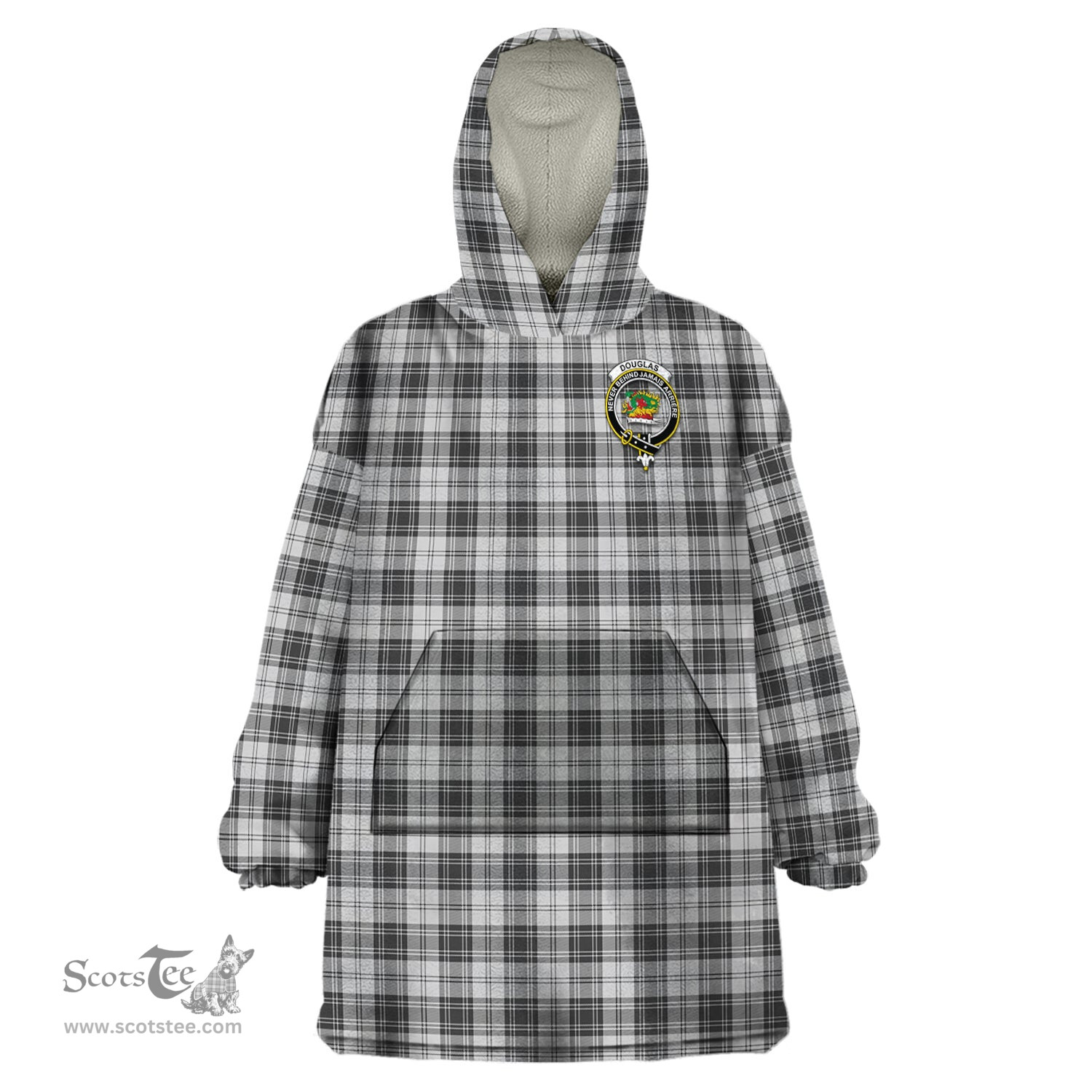 Scottish Douglas Grey Modern Clan Family Crest Tartan Snuggie Hoodie Plaid Wearable Blanket Hoodie