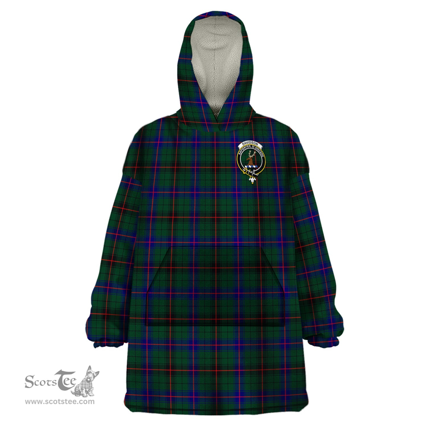 Scottish Davidson Modern Clan Family Crest Tartan Snuggie Hoodie Plaid Wearable Blanket Hoodie