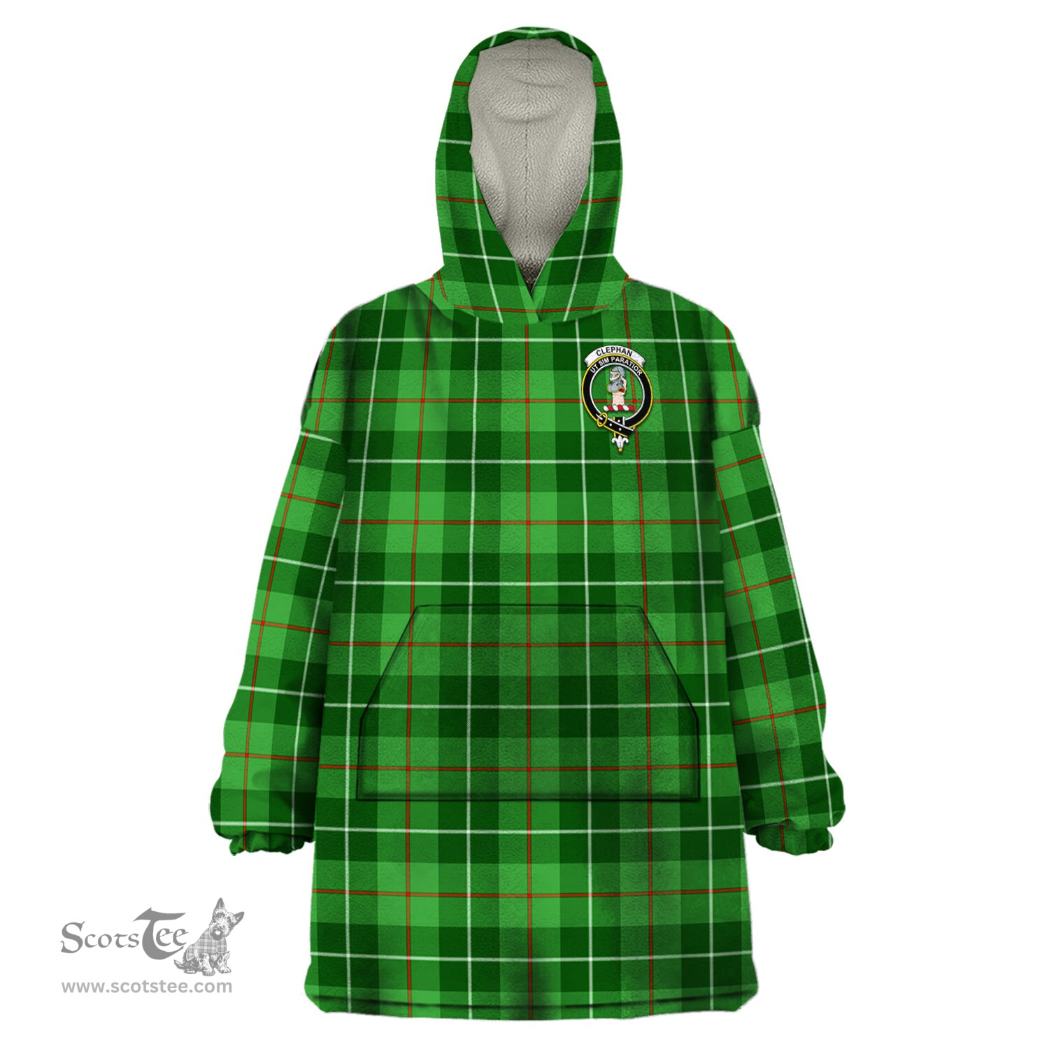 Scottish Clephan Clan Family Crest Tartan Snuggie Hoodie Plaid Wearable Blanket Hoodie