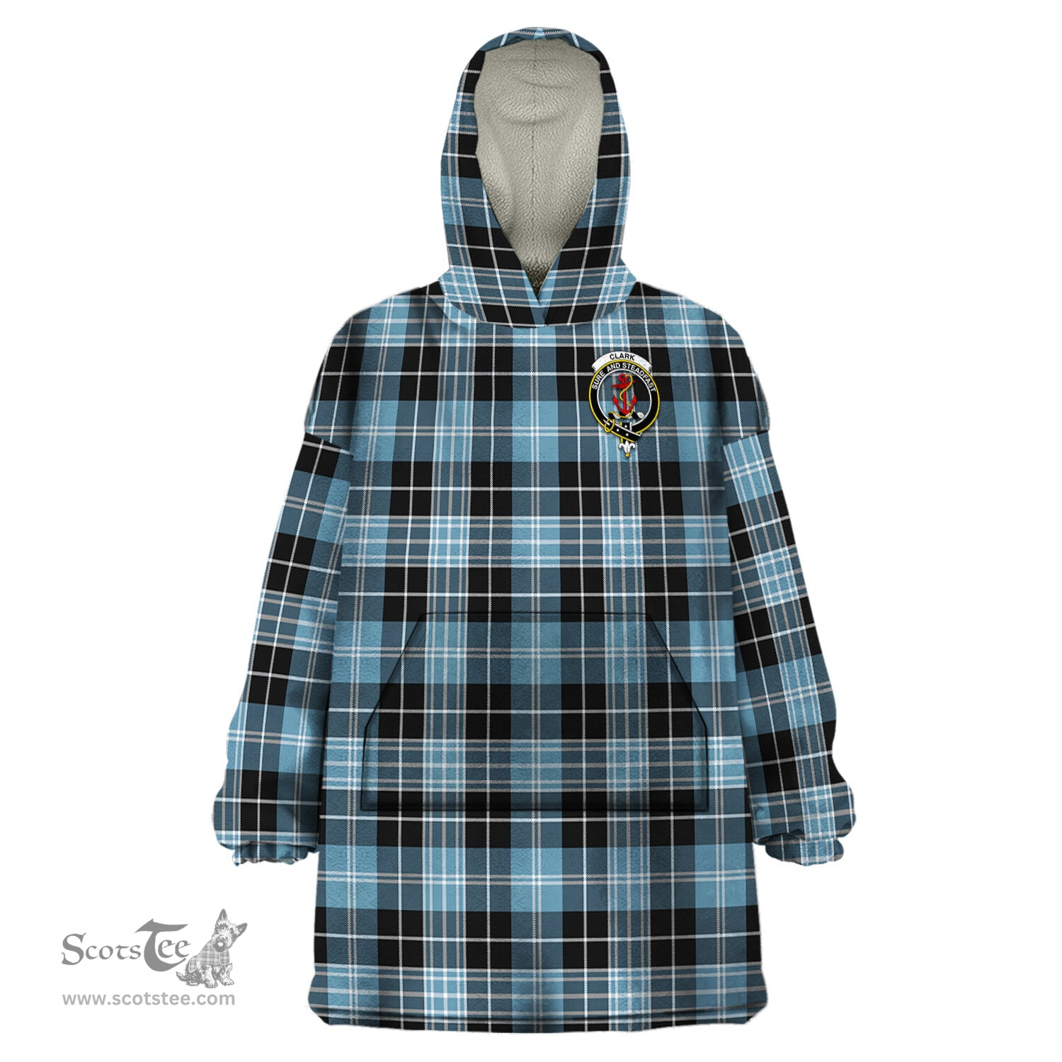 Scottish Clark Ancient Clan Family Crest Tartan Snuggie Hoodie Plaid Wearable Blanket Hoodie