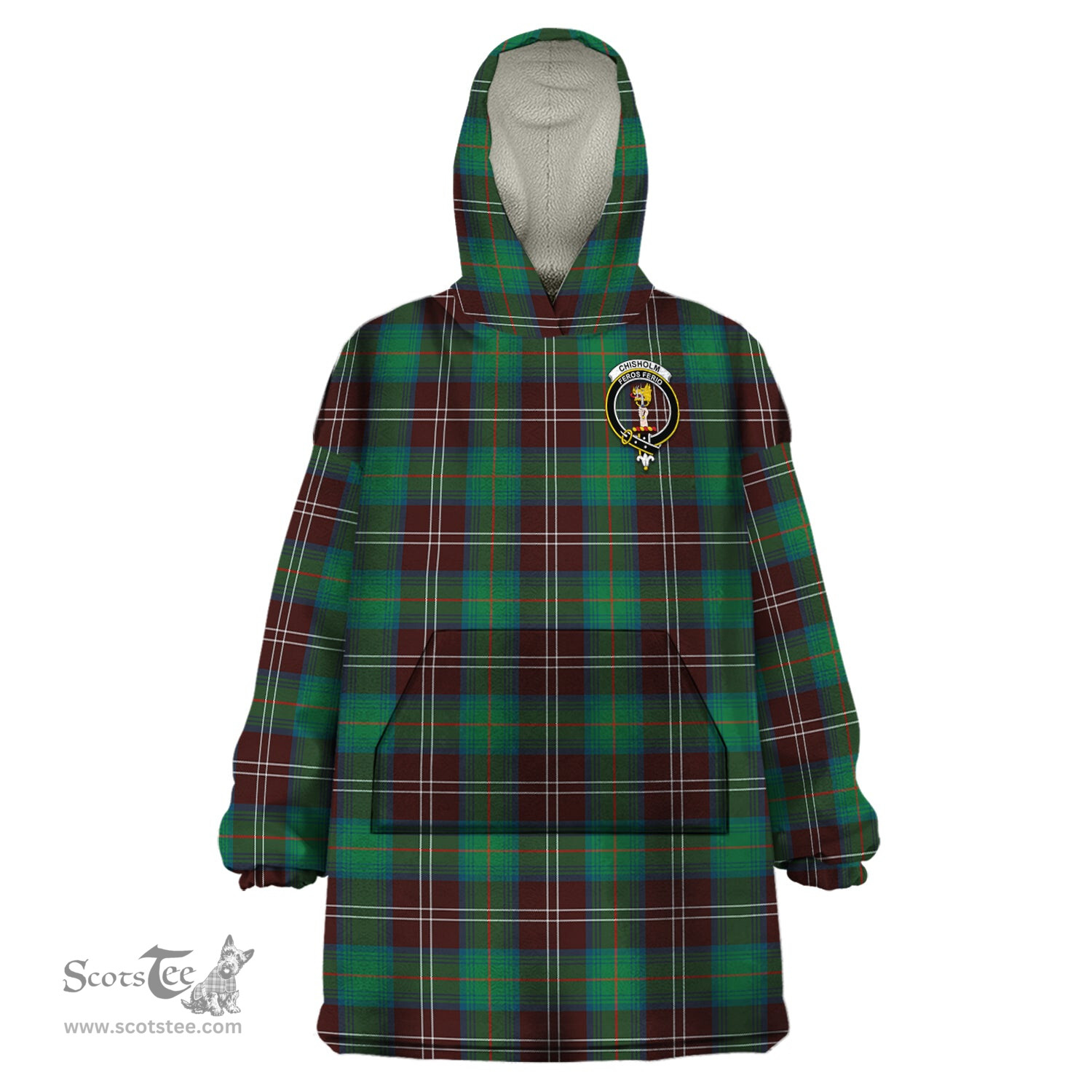 Scottish Chisholm Hunting Ancient Clan Family Crest Tartan Snuggie Hoodie Plaid Wearable Blanket Hoodie