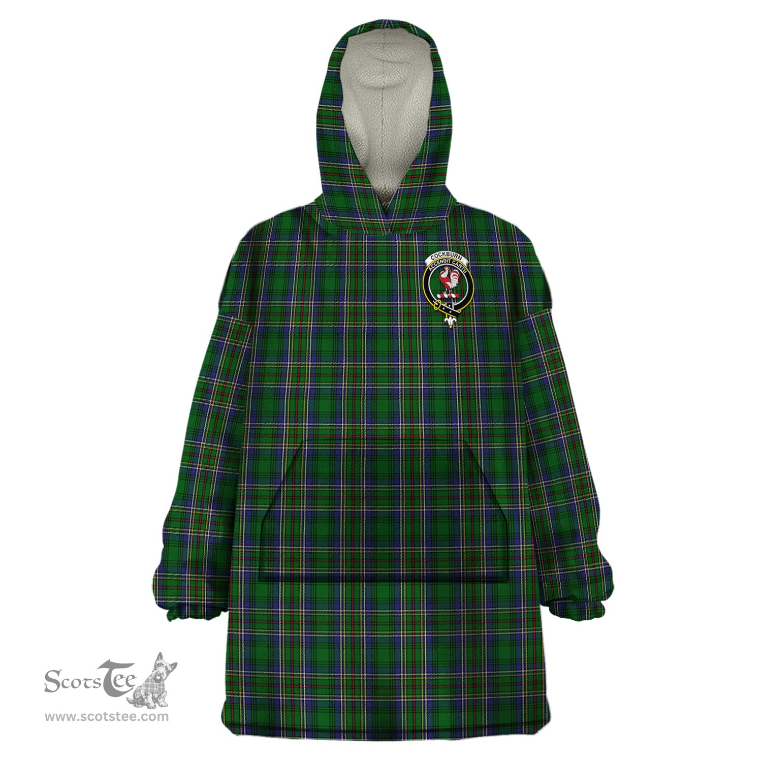 Scottish Cockburn Clan Family Crest Tartan Snuggie Hoodie Plaid Wearable Blanket Hoodie
