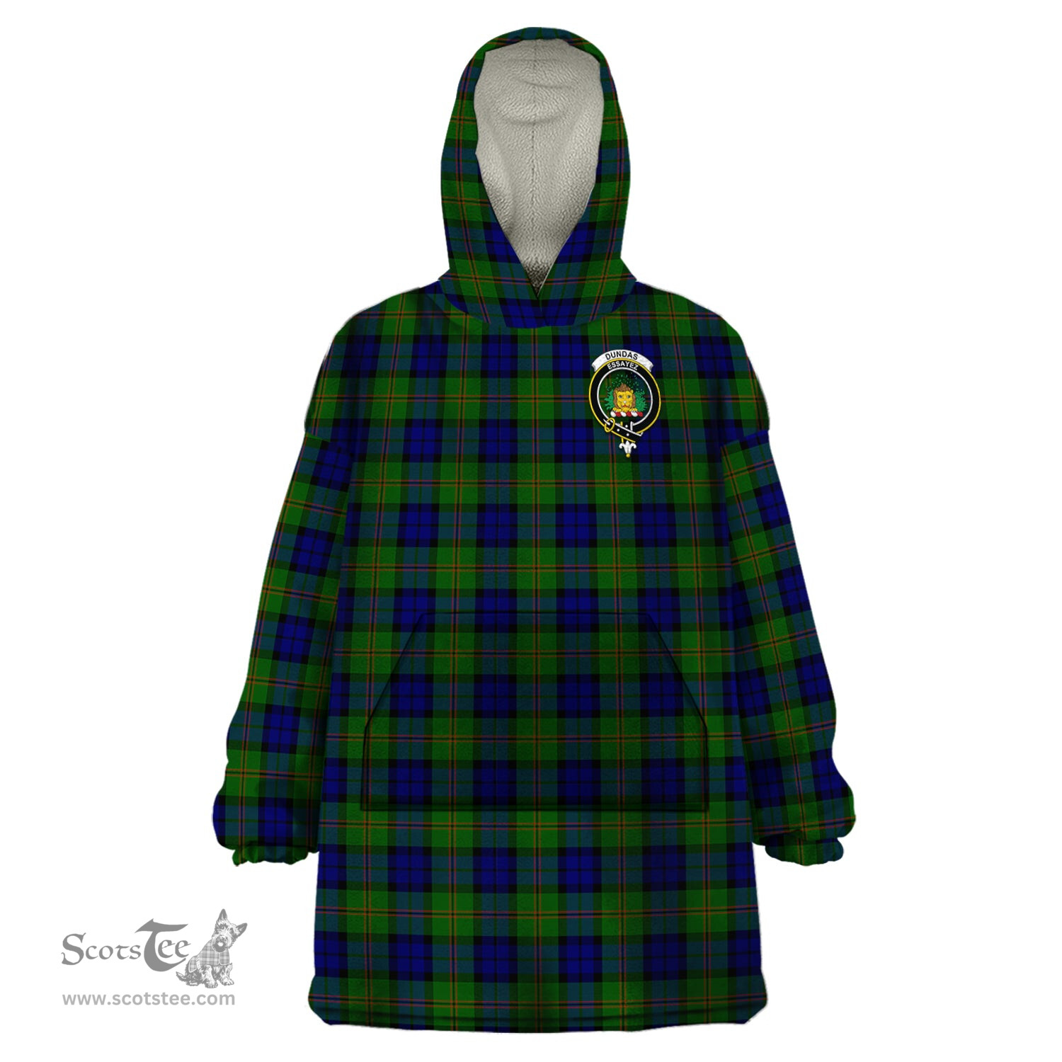 Scottish Dundas Modern Clan Family Crest Tartan Snuggie Hoodie Plaid Wearable Blanket Hoodie