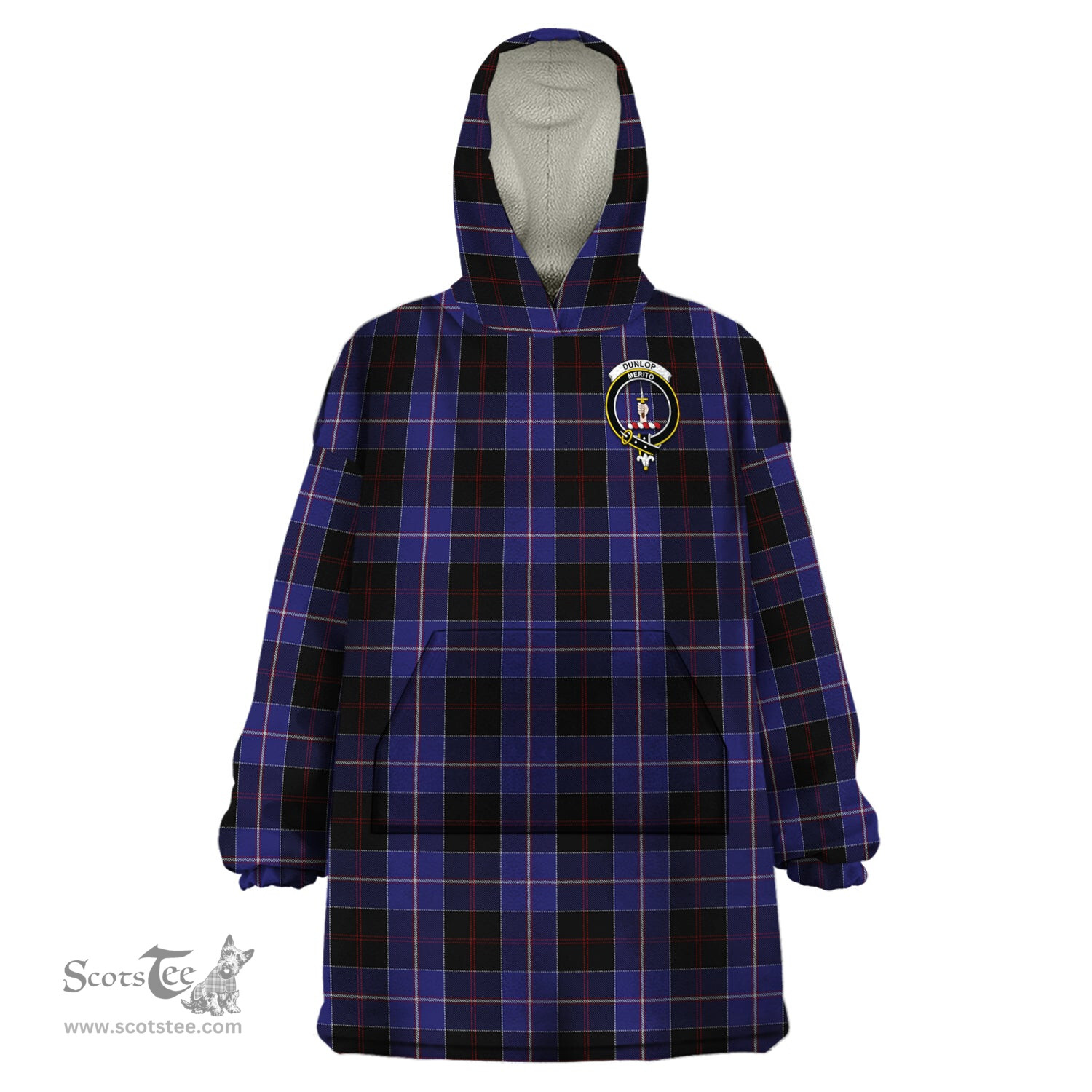 Scottish Dunlop Clan Family Crest Tartan Snuggie Hoodie Plaid Wearable Blanket Hoodie